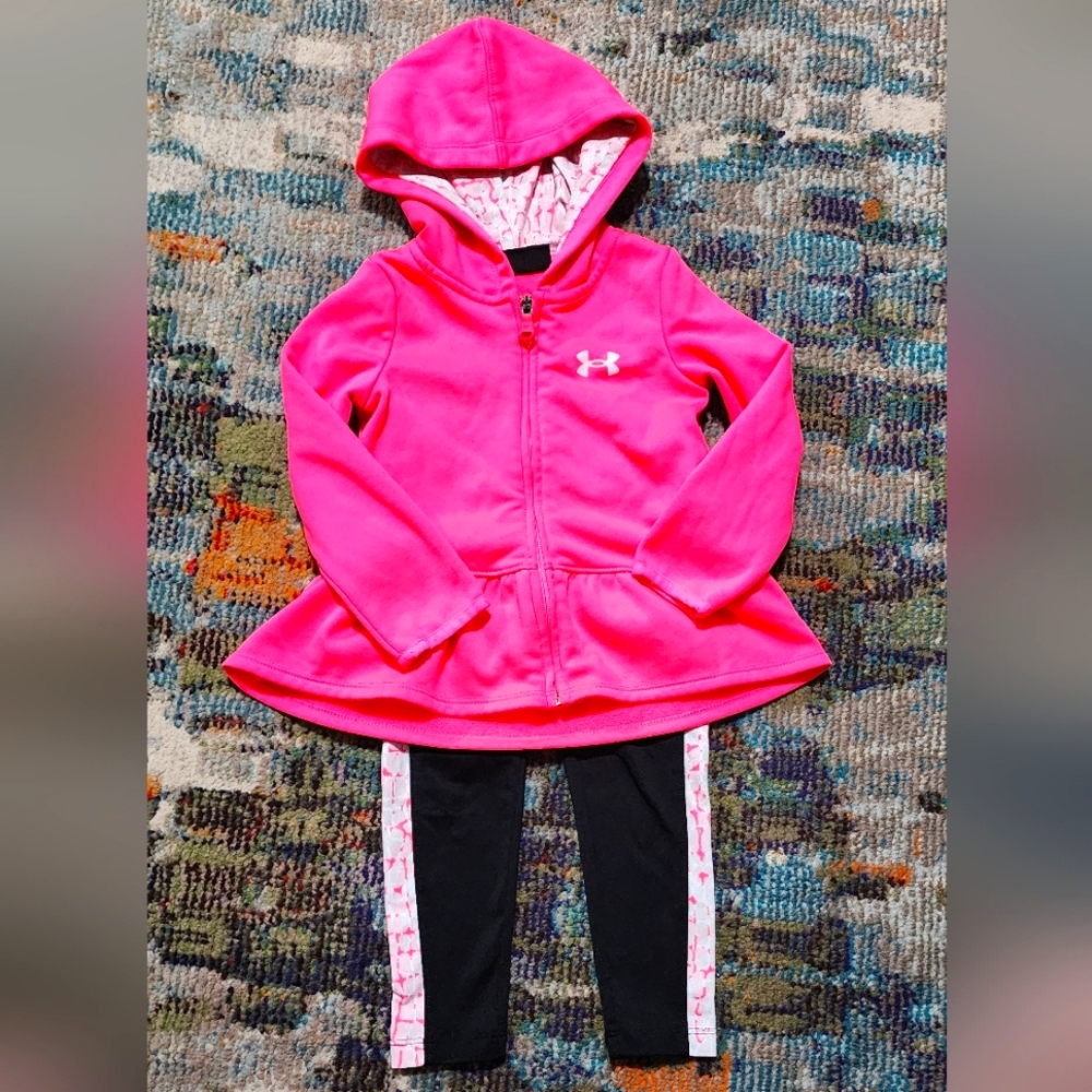 Under Armour Pink Hoodie and Black Leggings Set 2T